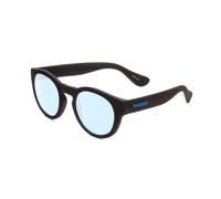 Havaianas TRANCOSO/M Round Sunglasses Matte Black & Blue Multi-Layer Mirror 49mm