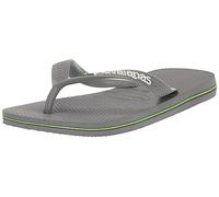 Havaianas Unisex Brasil Logo Flip Flops, Steel Grey Steel Grey, 1/2 UK