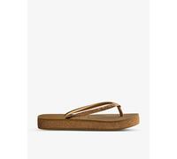 Havaianas Womens Havaianas Slim Flatform Glitter-Strap Rubber Flip-Flops Bronze 1/2