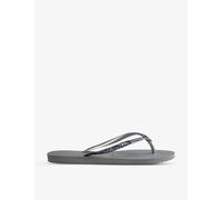 Havaianas Womens Havaianas Slim Glitter II Rubber Flip Flops Steel Grey 1/2