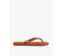 Havaianas Womens Havaianas Square Glitter Logo-Embossed Rubber Flip-Flops Cerrado Orange 1/2