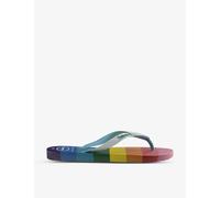 Havaianas Womens Havaianas Top Pride Rainbow-Print Rubber Flip Flops Blue 1/2