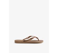 Havaianas Womens Havaianas Top Tiras Metallic Rubber Flip-Flops Rose Gold 8