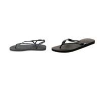 Havaianas, Women's, Luna, Beach Sandals, Black, 6/7 UK Unisex Adult's Flip Flops, Black (6/7 UK)