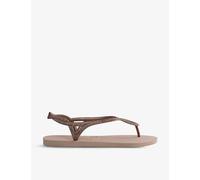 Havaianas Womens Pink Luna Premium Ii Glitter Rubber Flip-flops 1/2