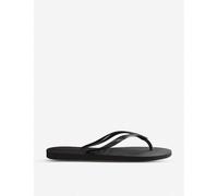 Havaianas Womens Slim Black Logo-embellished Rubber Flip-flops 1/2