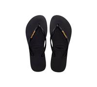 Havaianas Women's Slim Logo Metallic Black/Golden in Black | Size: 5 Havaianas Black 5