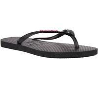 Havaianas, Women's, Slim Logo Metallic, Flip Flop, Old Black/Pink, 3/4 UK