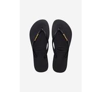 Havaianas Women's Slim Logo Metallic Flip Flops - Black - 41/42