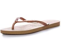 Havaianas Women's Slim Logo Metallic Flip Flops, Gold Rose Gold, 3/4 UK