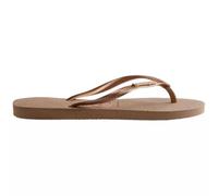 Havaianas Women's Slim Logo Metallic Flip Flops, Gold Rose Gold, 3/4 UK