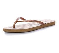 Havaianas Women's Slim Logo Metallic Flip Flops, Gold Rose Gold, 6/7 UK
