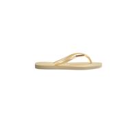 Havaianas Women's Slim Square Logo Metallic Buttercream in Cream | Size: 6-7 Havaianas Cream 6-7
