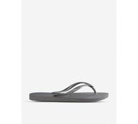 Havaianas Womens Slim Steel Grey Logo-embellished Rubber Flip-flops 3/4