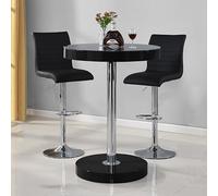 havana black gloss bar table with 2 ripple black stools