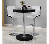 havana black gloss bar table with 2 ritz white black stools