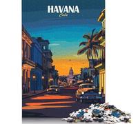 Havana Cuba Cityscape Illustration 500 Pieces Jigsaw Puzzle for Adults, Teens And Jigsaw Puzzles, 500 Piece Family Games Jigsaw Challenge Toy 500pcs (52x38cm)