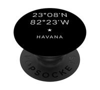 Havana Cuba Coordinates Latitude Longitude Star PopSockets Adhesive PopGrip