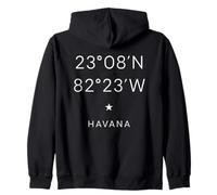 Havana Cuba Coordinates Latitude Longitude Star Zip Hoodie