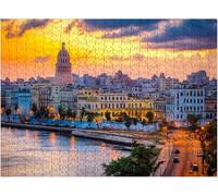 Havana Cuba Downtown Skyline Dusk Wooden Puzzle Art Fun Challenging Educational Home Decor Gift for Men Women_1000pcs