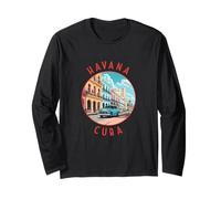 Havana Cuba Retro Distressed Circle Retro Long Sleeve T-Shirt