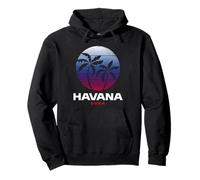 Havana Cuba Retro Sunset Palm Trees Tropical Cuba Travel Pullover Hoodie