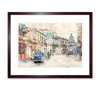 Havana Cuba Street Painting Sketch Framed Wall Art Print