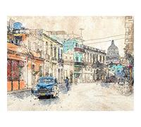 Havana Cuba Street Painting Sketch Wall Art Print