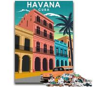 Havana Cuba Travel Poster Jigsaw Puzzles for Teenagers 2000 Pieces, Family Activity Fun at Home Activities, Birthday Present,Travel Gifts 2000pcs(70x100cm)