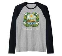 Havana Cuba Vintage El Morro Malecon Raglan Baseball Tee