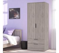 Havana Ready Assembled 2 Door 2 Drawer Wardrobe in Grey Oak - Welcome Furniture | TJ Hughes