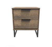Havana Ready Assembled Bedside Table with 2 Drawers - Vintage Oak - Welcome Furniture | TJ Hughes
