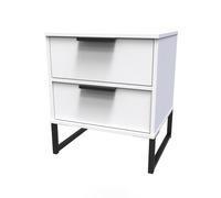 Havana Ready Assembled Bedside Table with 2 Drawers - White Matt - Welcome Furniture | TJ Hughes