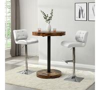 havana rustic oak wooden bar table with 2 candid white stools