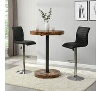 havana rustic oak wooden bar table with 2 ripple black stools
