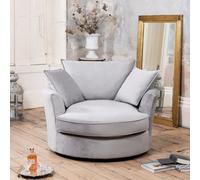 Havana Velvet Fabric Swivel Based Base Cuddle Chair - Grey