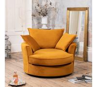 Havana Velvet Fabric Swivel Based Base Cuddle Chair - Orange
