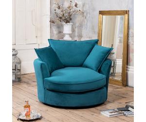 Havana Velvet Fabric Swivel Based Base Cuddle Chair - Teal
