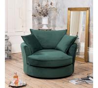 Havana Velvet Swivel Base Cuddle Chair Artemis Home Green One Size