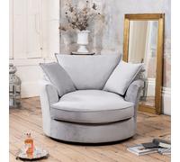 Havana Velvet Swivel Base Cuddle Chair Artemis Home Grey One Size