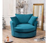 Havana Velvet Swivel Base Cuddle Chair Artemis Home Teal One Size