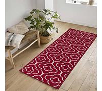 Desire Rugs Havana Red Quatrefoil Anti Slip Door Mat 220 x 67cm - Size: 67 x 220cm - Wilko