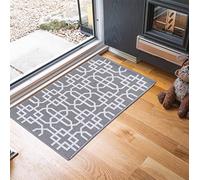 B&Q Door Mat Cubed Trellis - Machine Washable, Non-Slip - Grey/Cream 57x90 cm