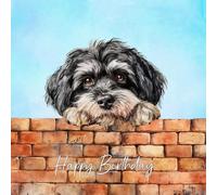Havanese Dog Art Square Birthday Card