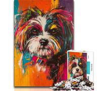 Havanese Dog Jigsaws 1000 Pieces for Teenagers,Help The Brain Exercise Addictive Toys to Cultivate Patience Parent-child Interaction (38x26cm)