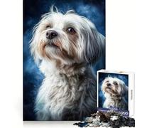 Havanese Dog Portrait for Adults 1000 Piece Jigsaw Puzzle Sharp Mind Creative Fun Family Pastime Art Display (38x26cm)