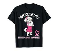 Havanese Dog Warrior with Pink Ribbon Paws for The Cure T-Shirt