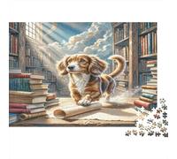 Havanese Heavyweight Paper Beagle in Old Library with Books Jigsaw Puzzle Interactive Relaxing Activity 70x50cm/1000pcs