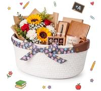 Havawish 1 Pack Back to School Gift Basket Empty First Day of School Storage Baskets with Handles Cute Small Woven Basket Decorative Gifts for Book Storage Bin Organizer 12 x 8 x 5inch (Classical)
