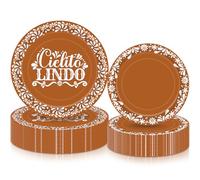 Havawish 100 Pcs Platos De Barro Mexicanos Paper Plates Cielito Lindo Baby Shower Supplies Mexican Plates Terracotta Clay Pottery Cinco De Mayo Wedding Charro Bautizo Decorations(Cute Style,7''/9'')